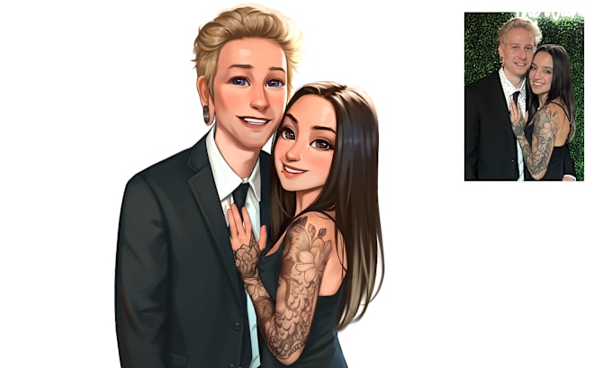 Gig Preview - Draw a beautiful couple portrait