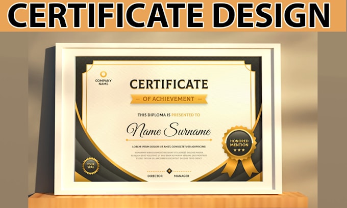 Gig Preview - Do custom certificate design, diploma or award certificate