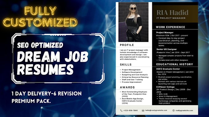 Gig Preview - Design a professional customizable resume with one day delivery