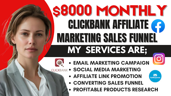 Gig Preview - Setup clickbank affiliate website link promotion affiliate marketing salesfunnel