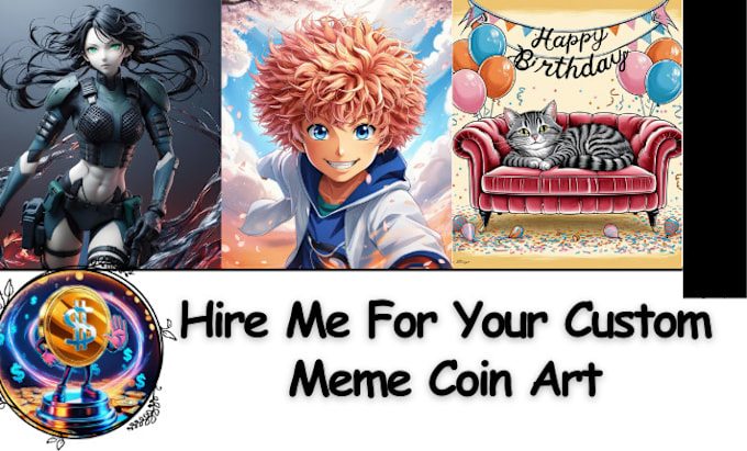 Gig Preview - Draw custom viral meme coin art character for your social media and website