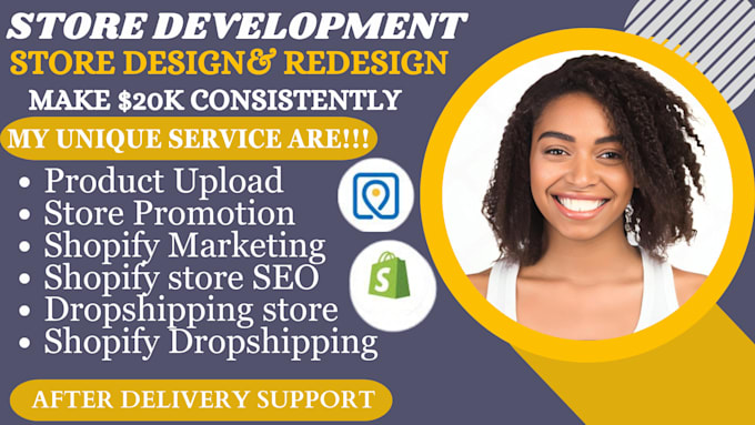 Gig Preview - Design and redesign an attractive shopify store shopify website and dropshipping