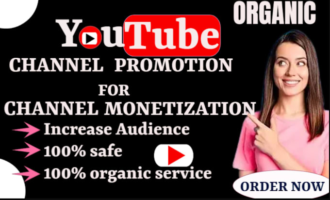 Gig Preview - Organic and effective youtube channel promotion for channel monetization