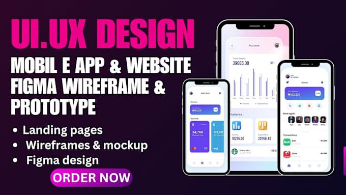 Gig Preview - Design ui ux or figma prototype, wireframe design for mobile