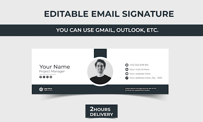 Gig Preview - Design editable email signature in vector, for gmail, outlook etc