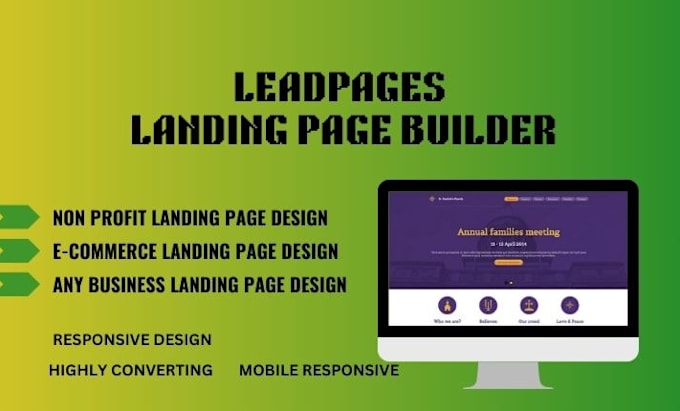 Gig Preview - Build landing pages using leadpages ,unbounce, oxygen and pagefly