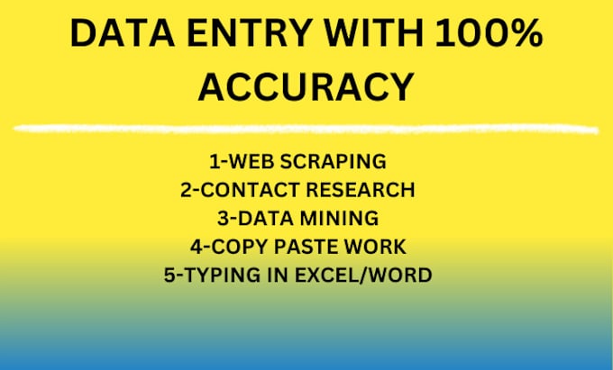 Gig Preview - Do fastest data entry in one day and internet research