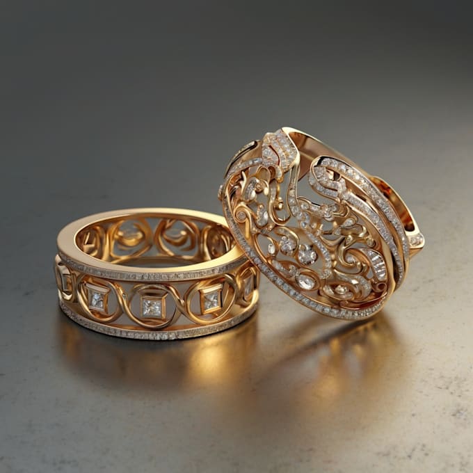 Gig Preview - Do 3d ring, necklace, 3d jewelry design, jewelry retouch, jewelry rendering