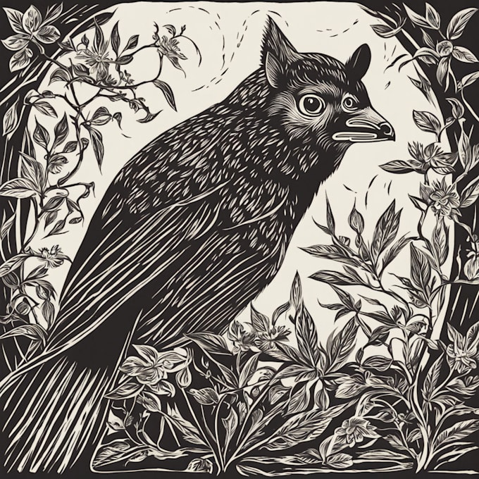 Gig Preview - Draw a illustrate animal or botanical linocut for you