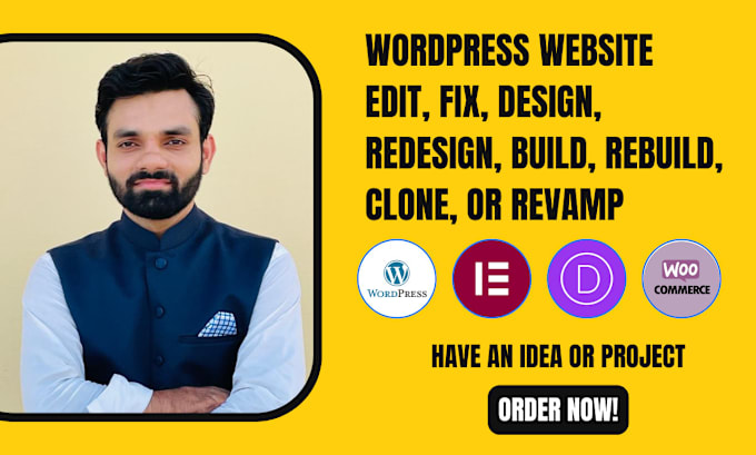 Gig Preview - Edit, fix, design, redesign, build, rebuild, clone, or revamp wordpress website