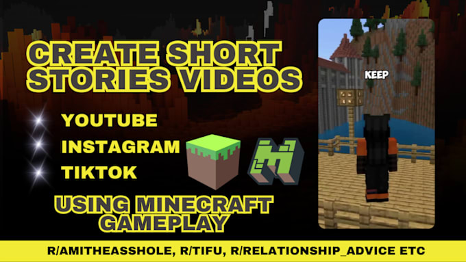 Gig Preview - Create latest short stories video using minecraft gameplay for your social media