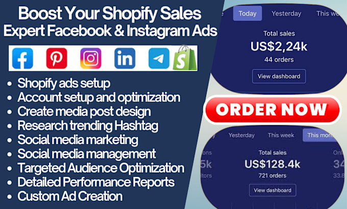 Gig Preview - Be your shopify coach manager and do fb ig advertising meta ads campaign