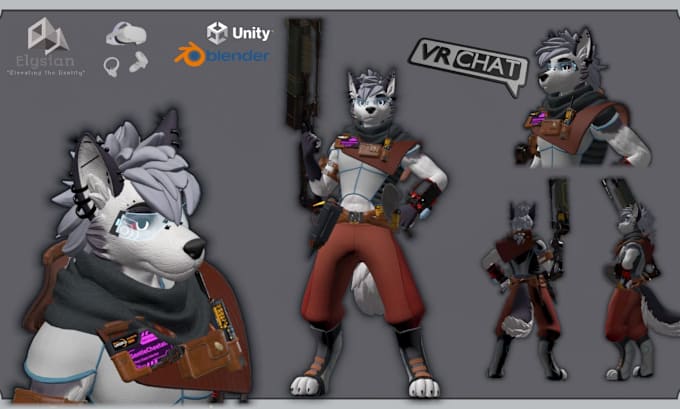 Gig Preview - Do custom vrchat furry avatar, nsfw fursona, 3d vtuber model, vrc, vr character