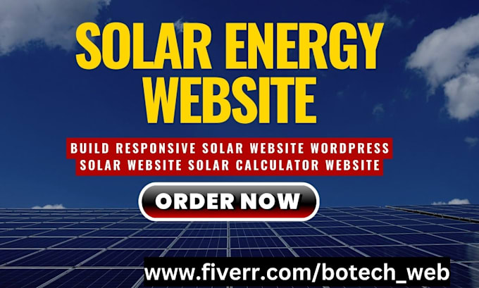 Gig Preview - Build responsive solar website wordpress solar website solar calculator website