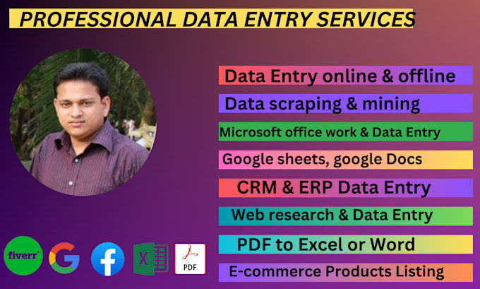 Gig Preview - Be your virtual assistant for data entry, typing and web research