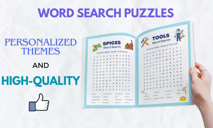 Gig Preview - Make custom word search puzzles for all vocabulary levels