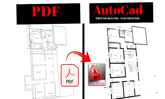 Gig Preview - Convert PDF, sketch into autocad file very quick