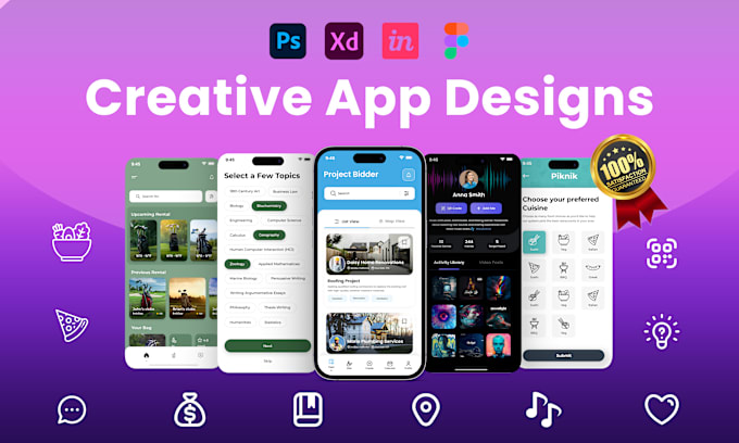 Gig Preview - Amazing app designs, app mockups in figma and photoshop