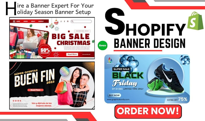 Gig Preview - Shopify banner design web banners etsy banner website banner ads website header