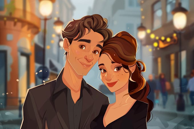 Gig Preview - Draw couples cartoon portrait in disney style