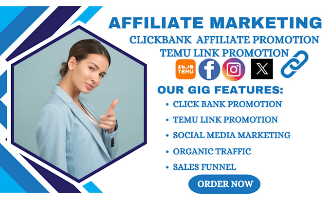 Gig Preview - Promote affiliate link, temu link, clickbank affiliate link promotion