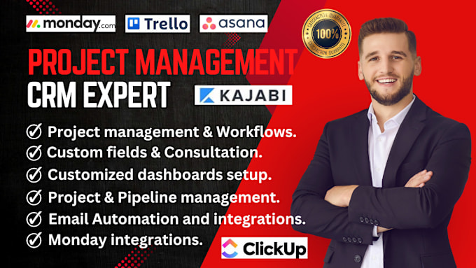 Gig Preview - Setup mondaycrm trello asana clickup zapier nutshell kajabi wrike mailchimp