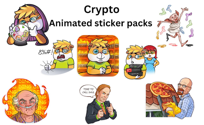 Gig Preview - Custom animated telegram crypto stickers pack, animated stickers