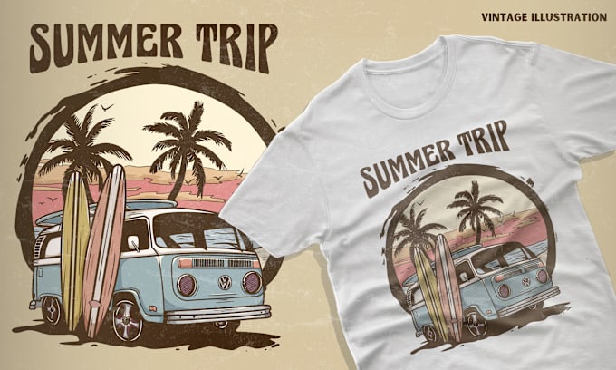 Gig Preview - Create custom vintage illustration for your tshirt design and merchandise