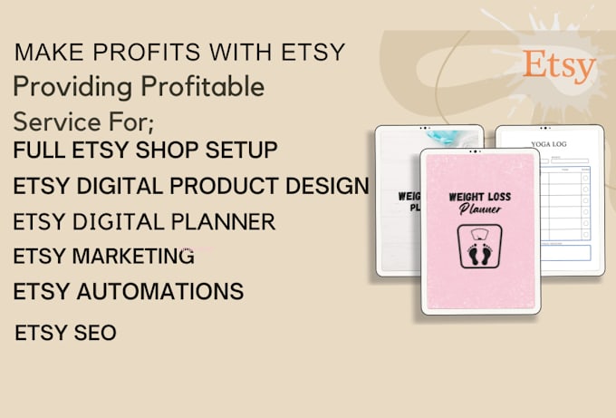 Gig Preview - Do etsy digital product, set up etsy shop, etsy digital product design,etsy seo