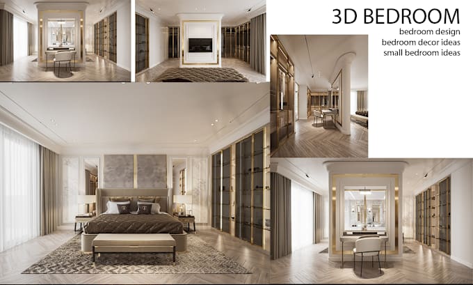 Gig Preview - Design 3d interior for your bedroom and living room