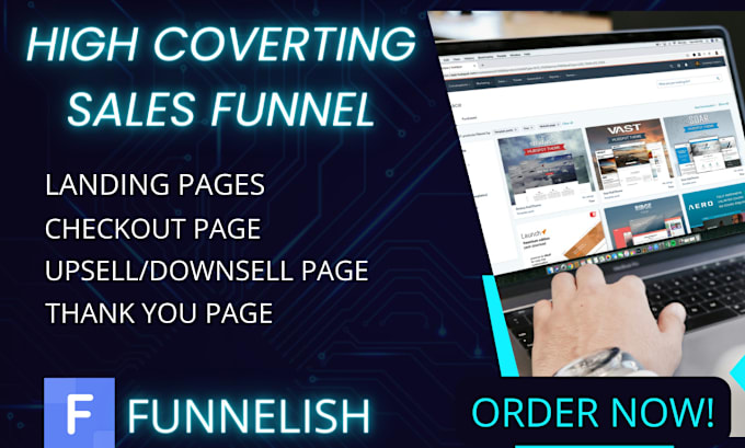 Gig Preview - Create a sales funnel, landing pages in funnelish