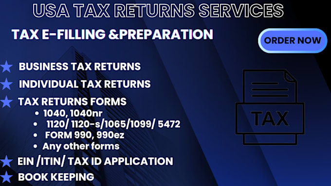 Gig Preview - Prepare and e file USA tax return for individual, business