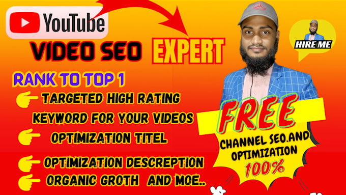 Gig Preview - Do youtube video SEO expert optimization and channel growth manager