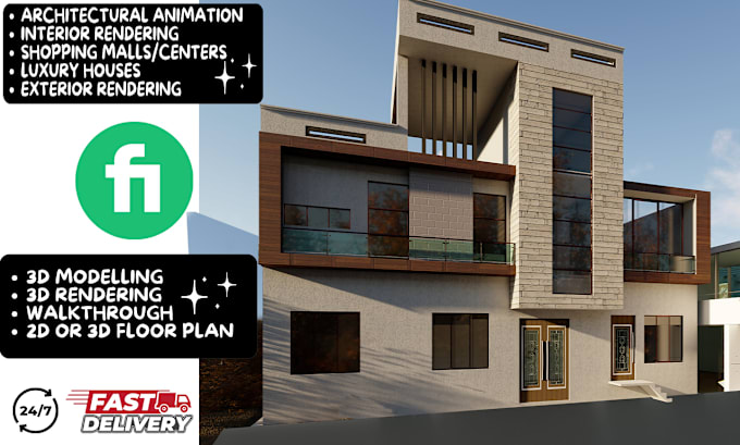 Gig Preview - Do realistic architecture interior and exterior 3d rendering walkthrough