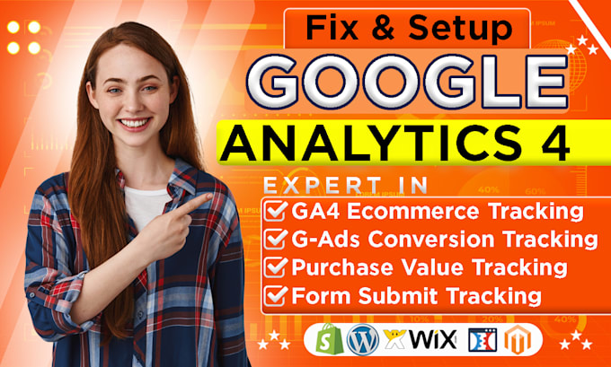 Gig Preview - Setup google analytics 4, ga4 ecommerce tracking and conversion tracking by GTM