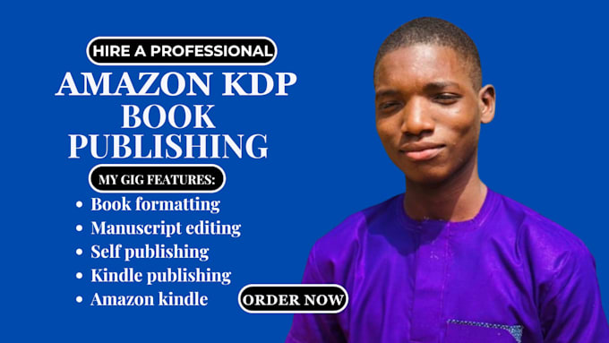 Gig Preview - Do amazon kdp book publishing, manuscript publishing, ebook formatting