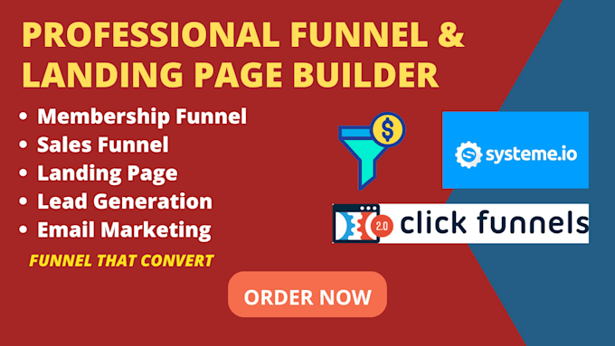 Gig Preview - Clickfunnel landing page, systemeio funnel, sales funnel expert