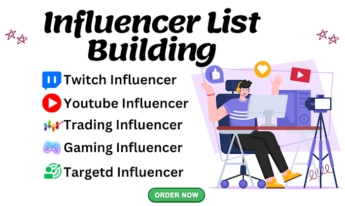 Gig Preview - Find active twitch and youtube influencer email leads list