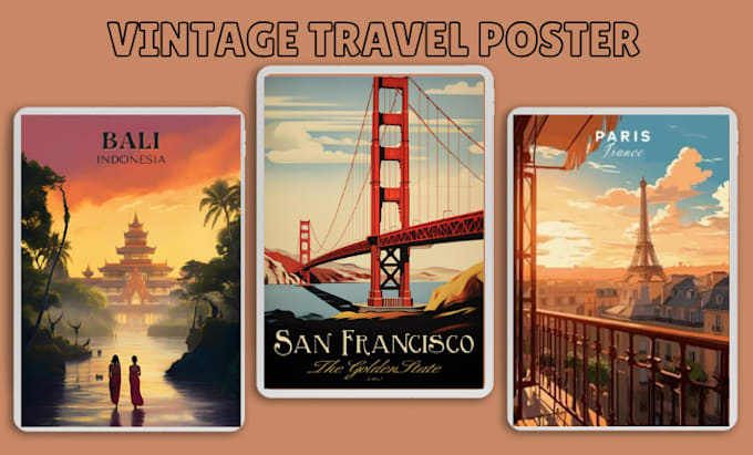 Gig Preview - Design vintage travel poster illustration retro poster  film poster vintage