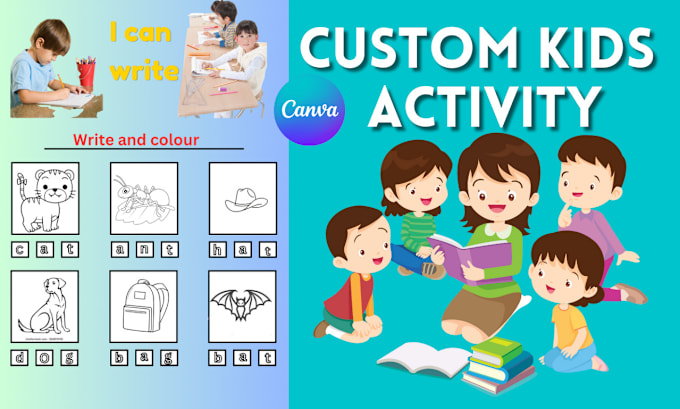 Gig Preview - Design child worksheet,kids activity book, colouring book ,kindergarten in canva