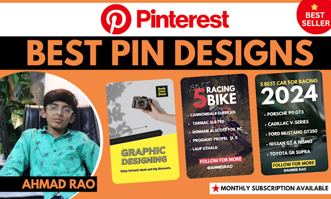 Gig Preview - Create best and professional pinterest pin design for you