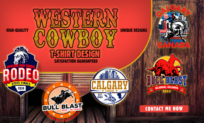 Gig Preview - Do custom retro western cowboy logo and t shirt design