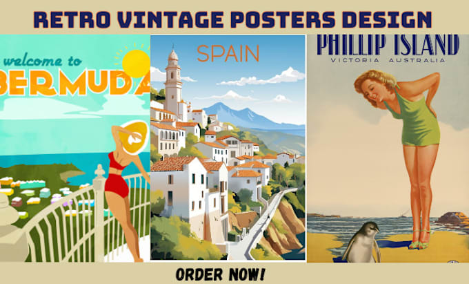 Gig Preview - Design retro vintage travel posters, poster illustration, wall art deco