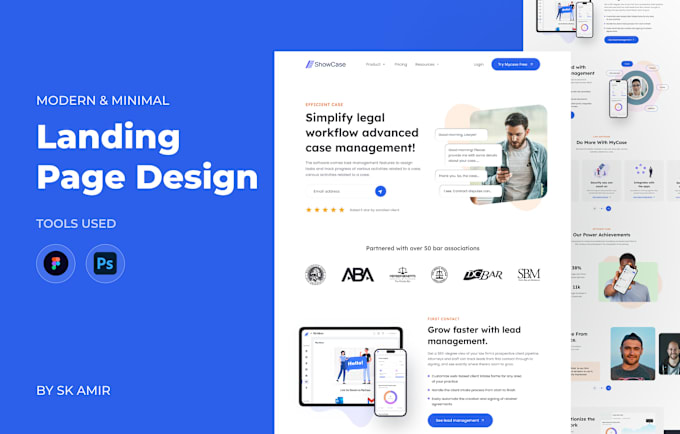 Gig Preview - Do clean professional web landing page UI UX design figma