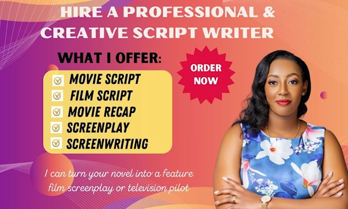 Gig Preview - Be your movie script writer, screenwriting screenplay, film script, TV series