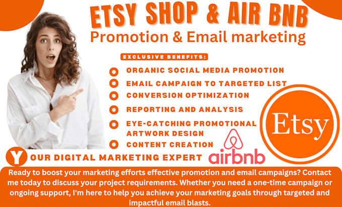 Gig Preview - Do etsy shop or air bnb promotion to boost  etsy air bnb traffic and sales