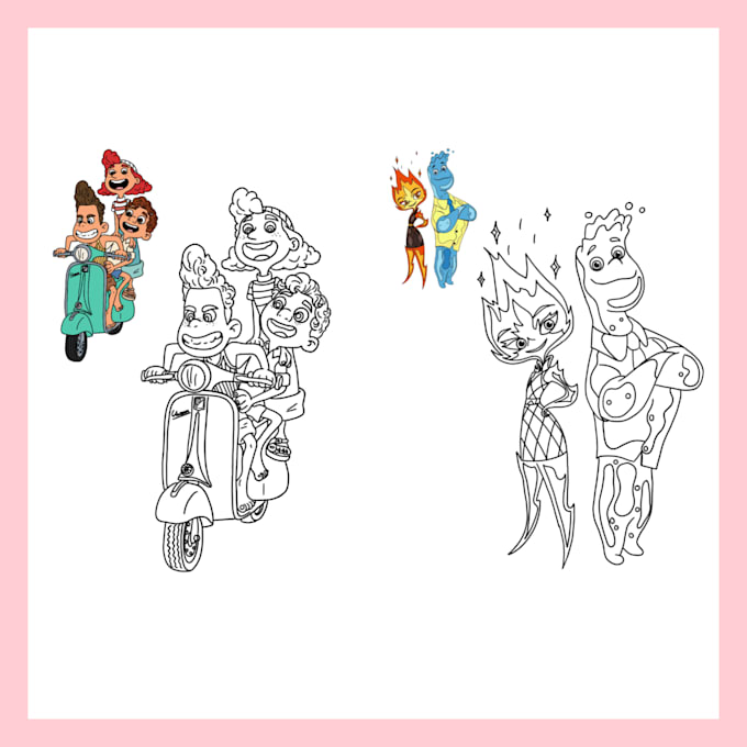 Gig Preview - Make disney character customized coloring pages