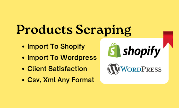 Gig Preview - Scrap products and import in shopify and woocommerce