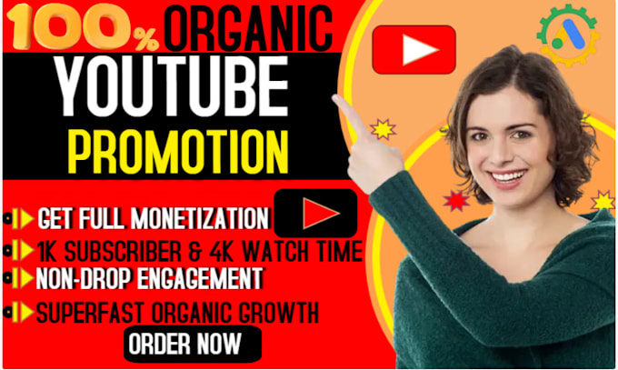 Gig Preview - Do real organic youtube video channel promotion for monetization