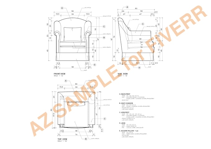 Gig Preview - Make loose furniture drawing for your interior product